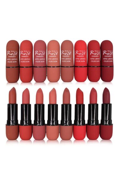 Rose Matte Lipstick Color Show 8 Li Ruj Seti
