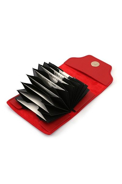 Bagfoni Red Women's Accordion Model Card Holder Wallet