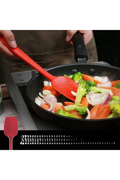 viarella 27cm Cream Silicone Spoon - Heat Resistant, Fireproof and Scratch Proof