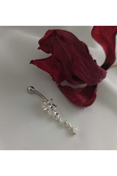 Simge Gümüş 925 Ayar Gümüş Zirkon Taşlı Yıldız Göbek Piercing