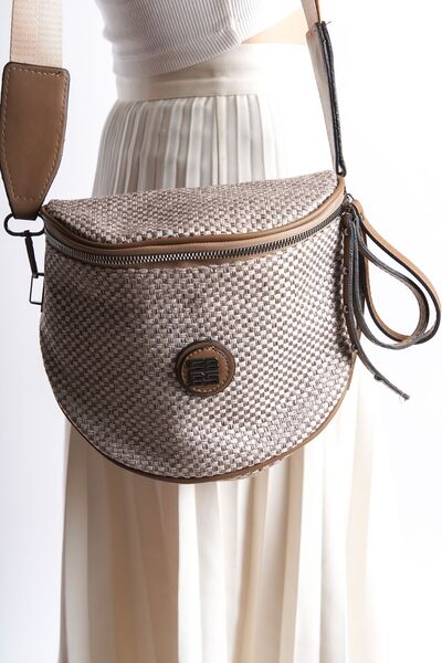 Shoesers Γυναικεία πλεκτή τσάντα μέσης και ώμου από λινό ύφασμα