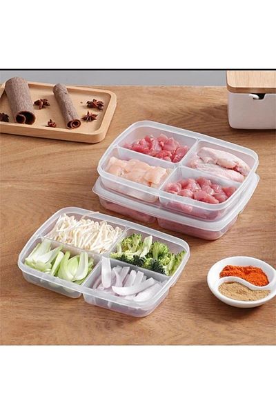 BRAMBLE LIFE 400 ml Mini Meat Vegetable Storage Container - 2 Frozen, 4 Compartment Minced Meat Chicken Icebox Organizer