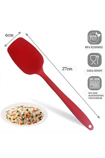 viarella 27cm Cream Silicone Spoon - Heat Resistant, Fireproof and Scratch Proof