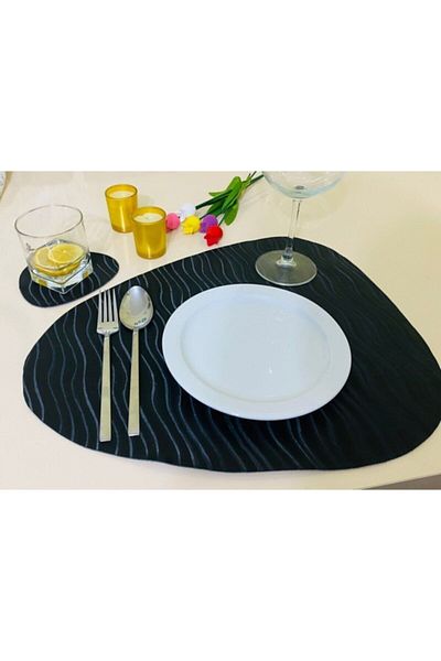 Meg Set de serviciu american din piele decorativă lucrată manual (12 bucăți pentru 6)