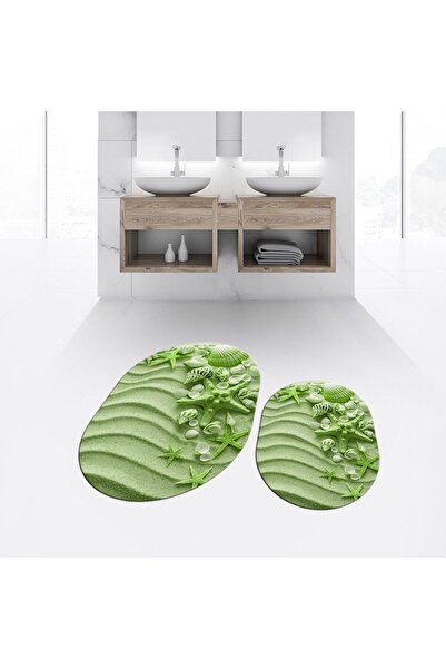 Hey Home قاعدة مطبوعة رقمية غير قابلة للانزلاق قابلة للغسل بيضاوية مزدوجة للح...