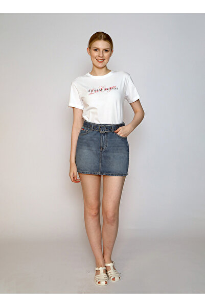 Lee Cooper O Collar Printed White Women's T-Shirt 242 Lcf 242007 Wild White