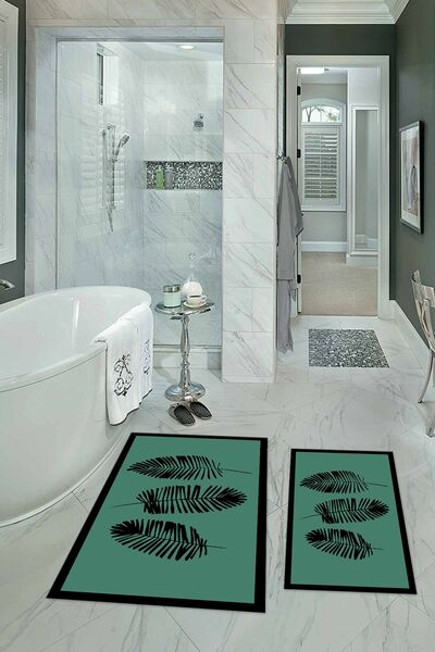 Kilimteks طقم حمام مزدوج مكون من طباعة رقمية قطع مانع للانزلاق قابل للغسل مجم...