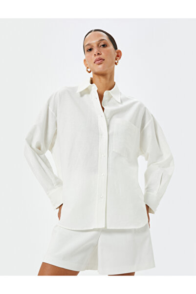 Koton Long Sleeve Linen Blended Shirt - Pocket Detail