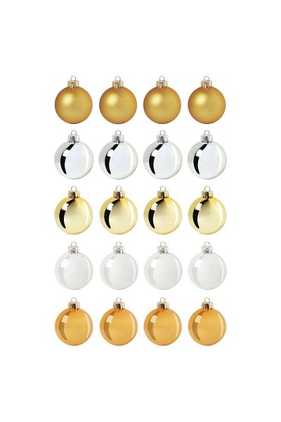 IKEA "Lotr ® " Vinterfint Tree Ornament - Gold and White 6 Cm, 20 Pieces