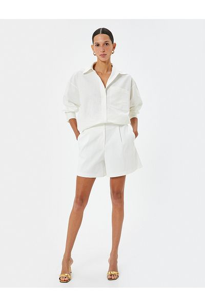 Koton Long Sleeve Linen Blended Shirt - Pocket Detail