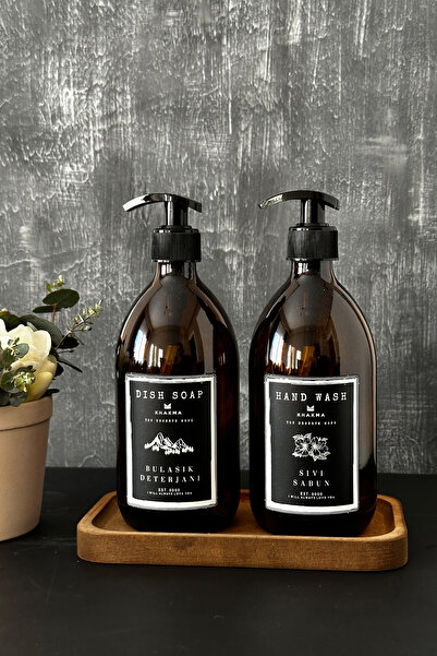 KHAKMA Μπουκάλια απορρυπαντικού υγρού σαπουνιού πιάτων 2 τεμαχίων με ξύλινη βάση Queen Liquid Soap Dispenser 500ml Ss Hd St