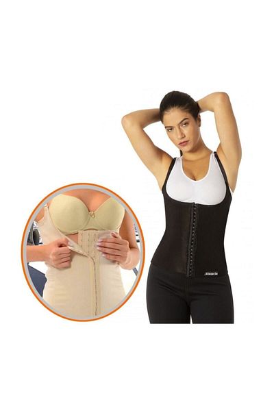 Şalcı Women's Beige Steel Underwire Latex Corset Waist Trainer Waist Slimming Firming Corset