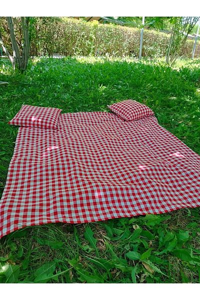 Ayşemce Gingham Tablecloth, 2-Piece Pillow and Tablecloth; Picnic Set; Picnic Set.