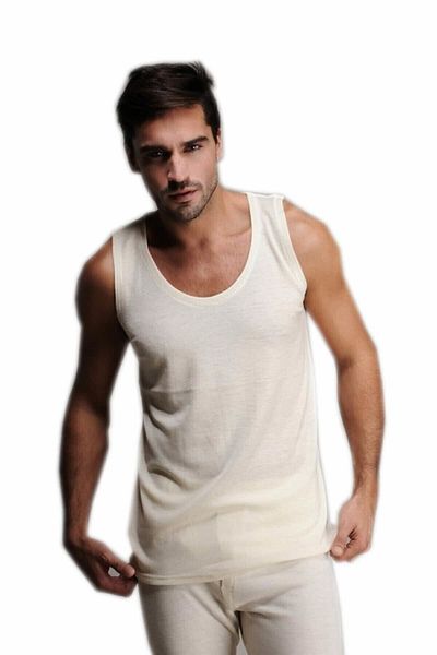 Hasyün Men's Cream Men's Wool Undershirt Elf568has103ccm