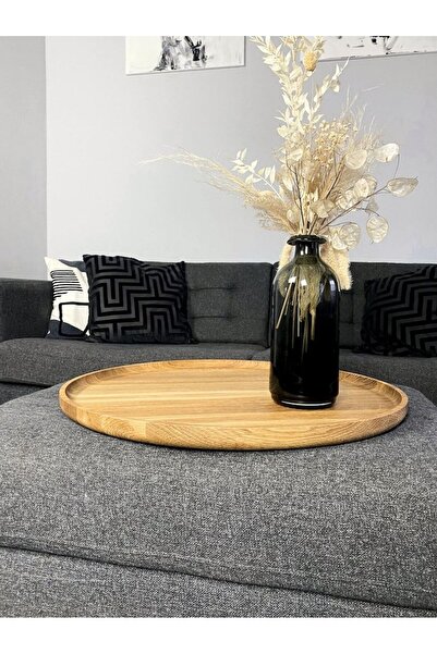 inwood Ahşap Kayın Yuvarlak Büyük Boy Tepsi Ve Servis Sunum