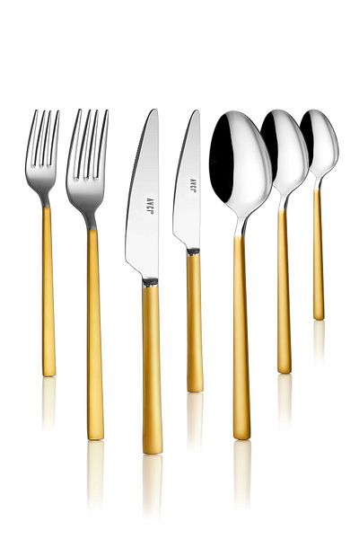 Avcı Soft Touch Matte 7 Piece Single Fork Spoon Knife Set 18/10 Stainless Steel