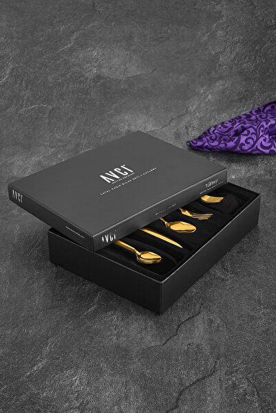Avcı Klas Titanium Matte Gold 60 Piece Cutlery Set 18/10 Stainless Steel (WITH BLADE)