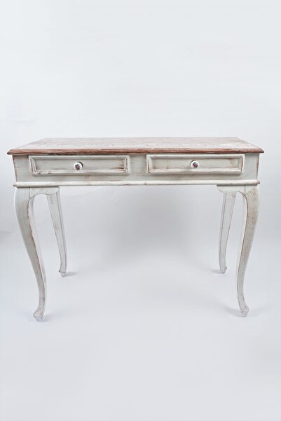 Genel Markalar Ahsap 100 Cm Seme Beyaz Patine Eskitme Dresuar Çekmeceli Makyaj Masası