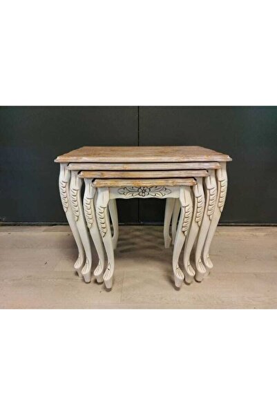 Masifart Plum Lükens Oymalı Zigon Sehpa Eskitme