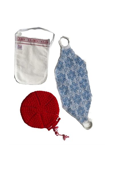 Bora Kebelek Pouch Long Knitted Fiber Hand Fiber Set of 3