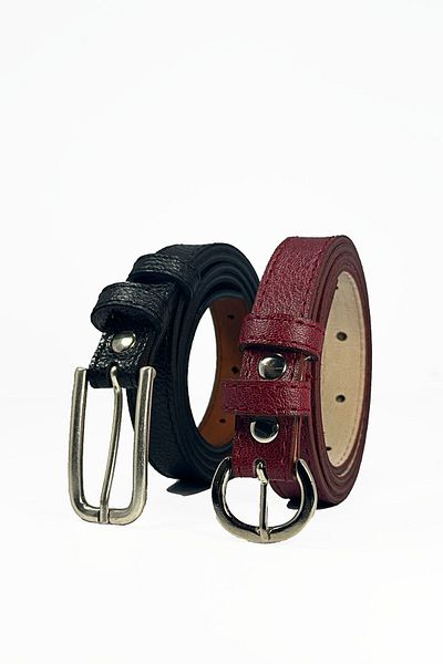 debbah Vegan Leather 2-Piece 2 Cm Red and Black Women's Belt Shirt, Sweater, Pants and Dress Belt