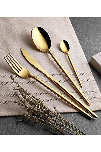 kalben Amore Titanyum Parlak Gold 30 Parça Çatal Kaşık Bıçak Takımı