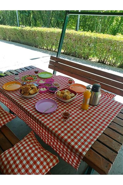 Ayşemce Gingham Tablecloth, 4-Pillow and Tablecloth; Picnic Set; Picnic Set.