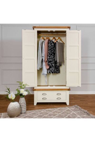 Masifart Della Çift Kapaklı Cekmeceli 90cm Giysi Dolabı