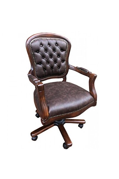 Masifart Masifart Adale Ahşap Klasik Ofis Makam Çalışma Koltuğu