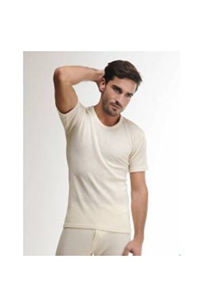 Hasyün Ανδρικά κοντομάνικα κρεμ μάλλινα εσώρουχα