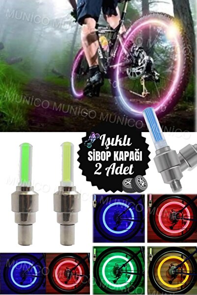 Munico 2 Adet Araba & Motorsiklet & Bisiklet Lastik Vana Kapağı Renkli Işıklı...