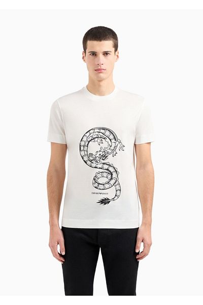 Emporio Armani Ανδρικό βαμβακερό κοντό μήκος χαλαρή εφαρμογή casual λευκό μπλουζάκι EM 000009   AF10017-M0008