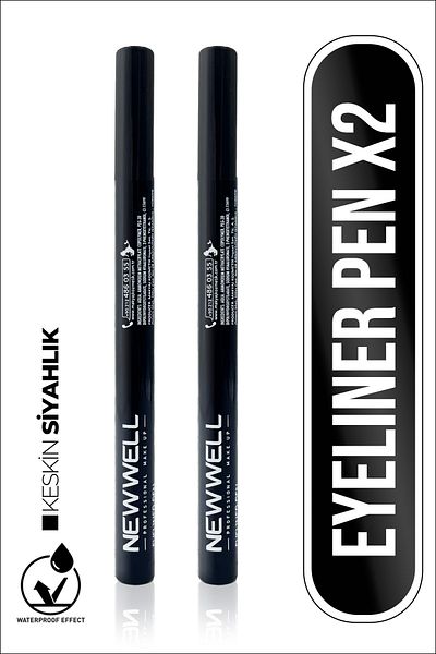 New Well Ultra Black 2 Pieces Eyeliner Pen