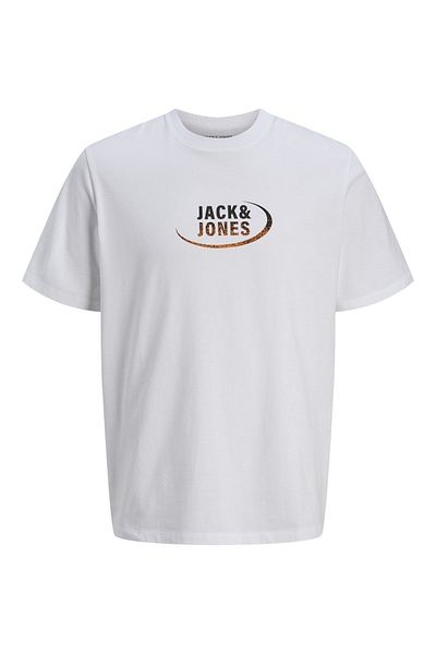Jack & Jones Jack Jones Jcogradıent Tee Ss Crew Neck Styd Ανδρικό λευκό μπλουζάκι\ 12269969-01