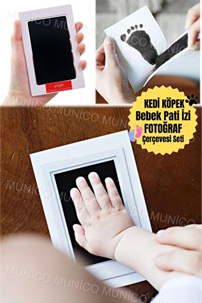 Munico Yenidoğan Bebek DIY El Ve Ayak Izi Kiti Mürekkep Pedleri Fotoğraf Çerç...