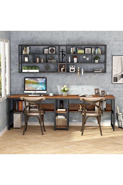 Zizuva Tasarım 2 Kişilik Raflı Çalışma Masası