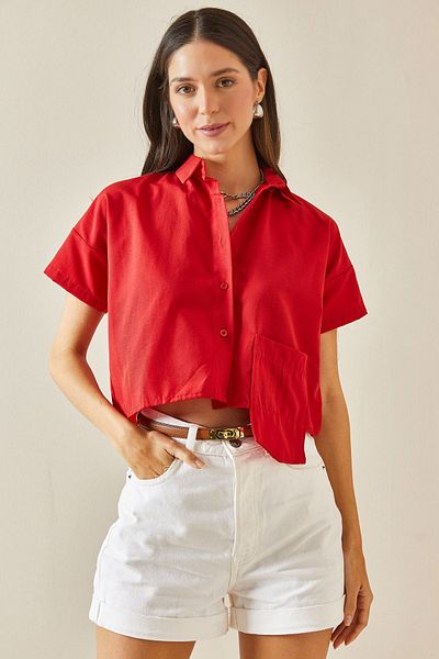 XHAN Single Pocket Red Shirt - 5YXK2-48581-04