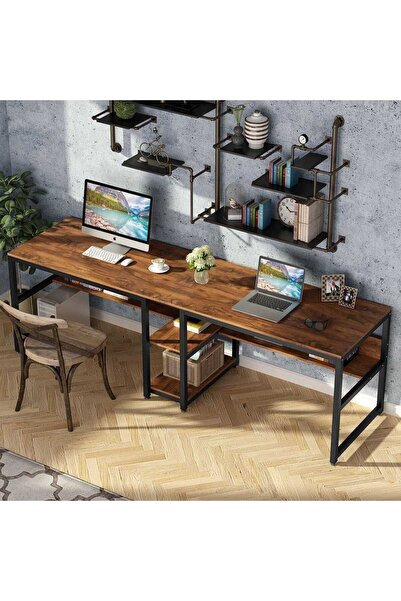 Zizuva Tasarım 2 Kişilik Raflı Çalışma Masası