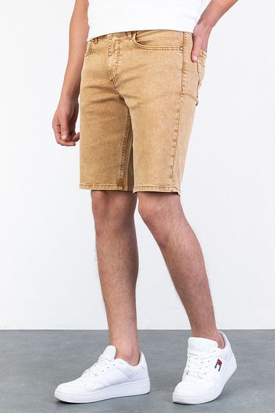 HLT JEANS Μπεζ Melange Slim Fit Comfort Denim Jeans - Flexible Denim Shorts Thomas-Desert