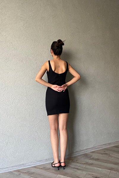 Seda Yalçın Atelier Black Short Dress with Thick Straps