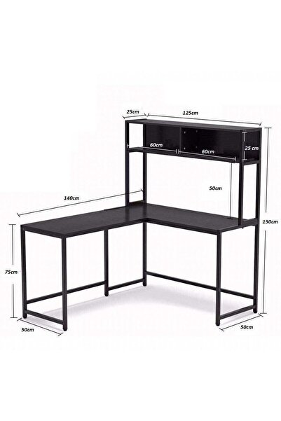 Zizuva Tasarım L Model Kitaplıklı Çalışma Masası