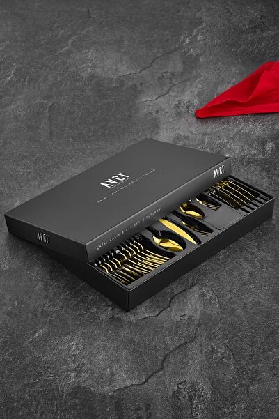 Avcı Classy Titanium Shiny Gold 36 Piece Fork Spoon Knife Set 18/10 Stainless Steel