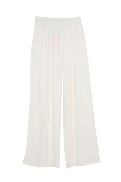 Quzu Palazzo Fabric - Seersucker Pants with Shorts and Pockets Inside
