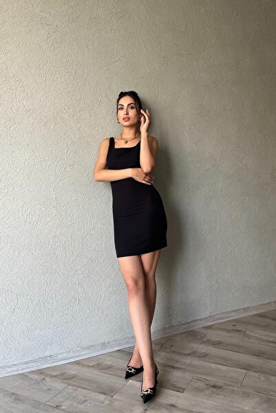 Seda Yalçın Atelier Black Short Dress with Thick Straps