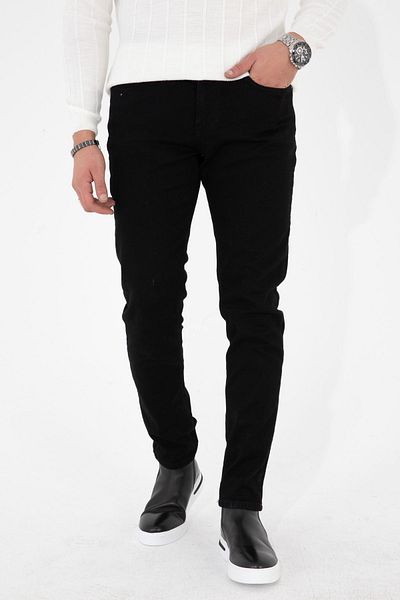 HLT JEANS Schwarze Slim-Fit-Lycra-Stretch-Jeans-Jeanshose für Herren HLTHE 001937