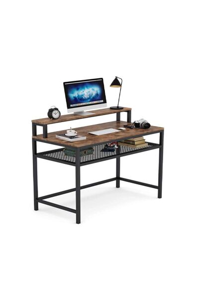 Zizuva Tasarım Monitör Sehpalı Tel Raflı Çalışma Masası