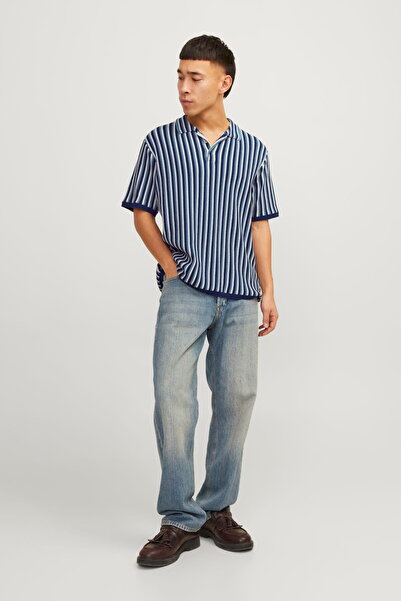 Jack & Jones Men's Polo Neck Striped T-shirt - Blujones