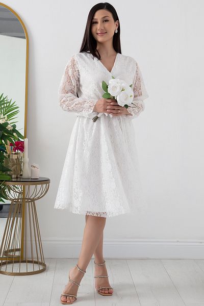 PULLIMM Lace Detailed Double Breasted Collar Midiboy Evening Dress - 13453