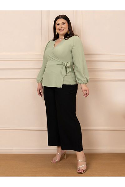 Styli Plus Textured Peplum Wrap Top