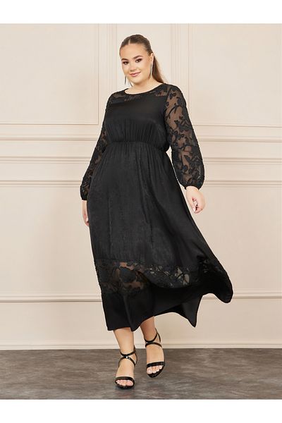 Styli Plus Textured A-line Maxi Dress